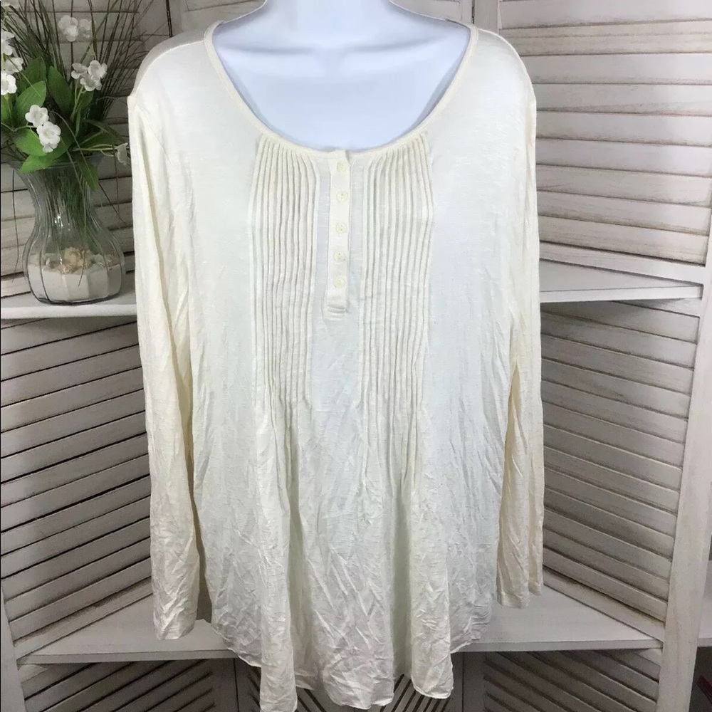 Style & Co Cream Pleated Lightweight Blouse XL